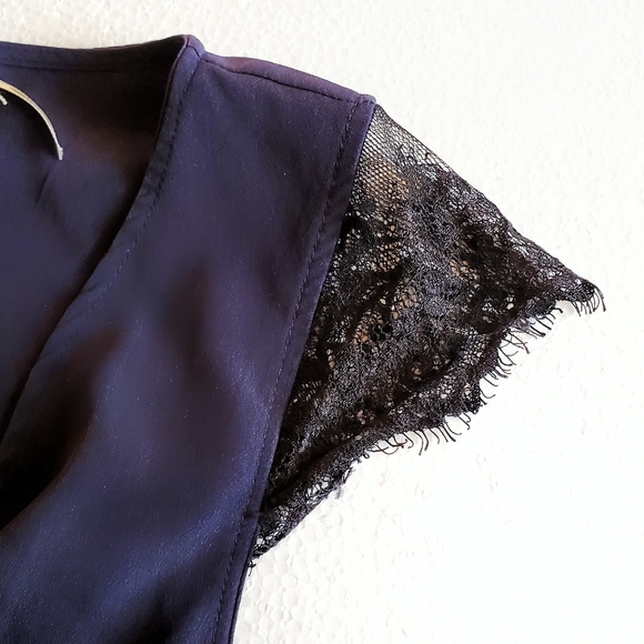 Urban Outfitters Silky Surplice Eyelash Lace Romper, Kimchi Blue - Picture 9 of 17